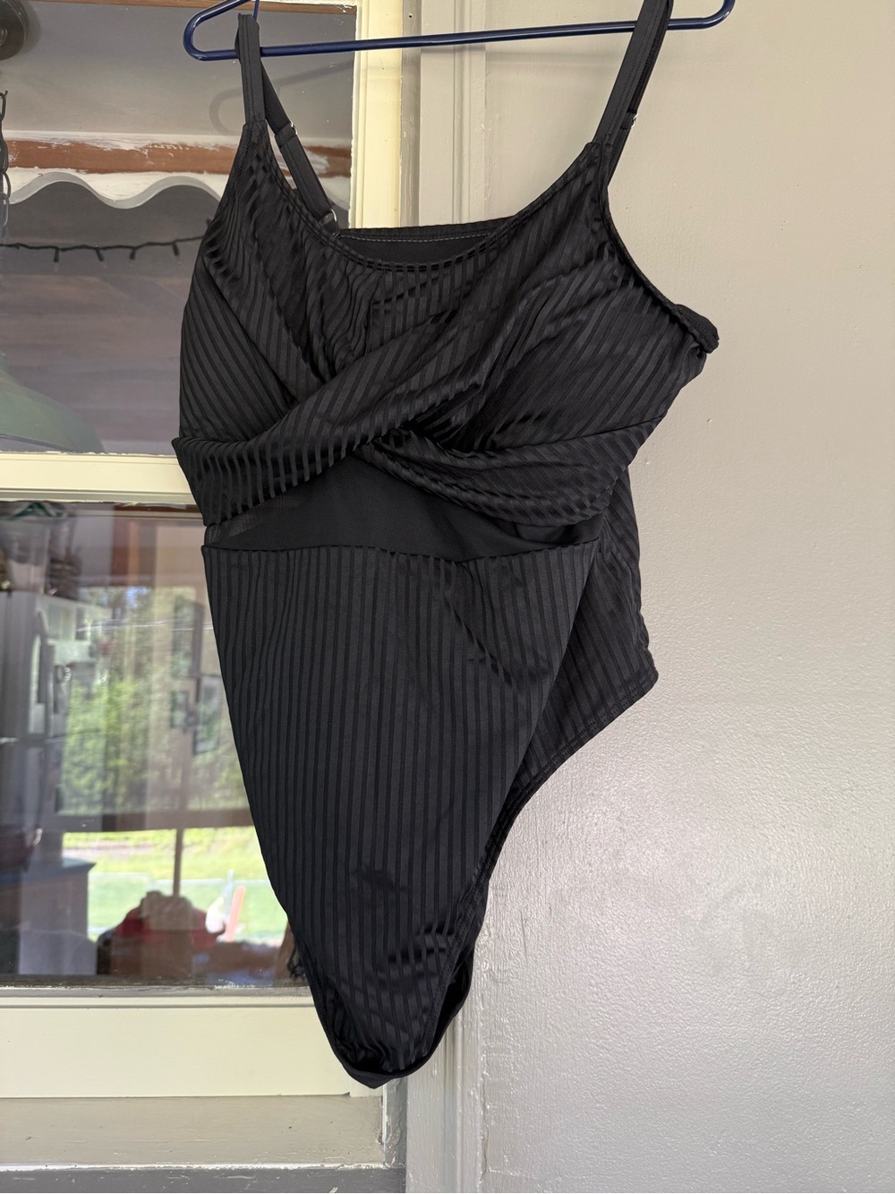 SHEIN Black Ribbed One-Piece Swimsuit